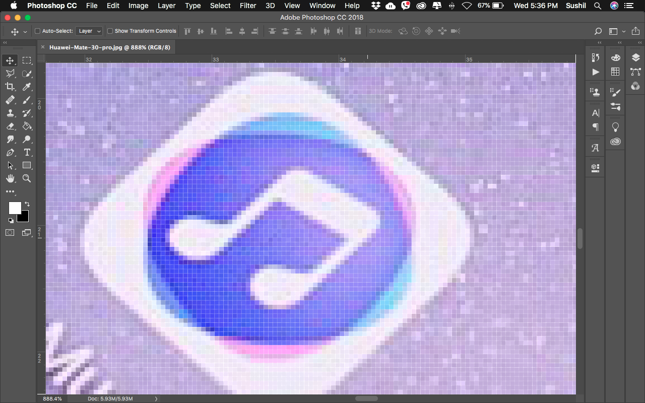 Pixels forming an image