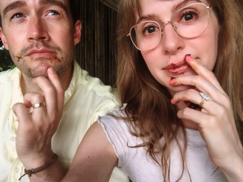 Robert Buckley & Jenny Wade after their first cake fight as husband and wife