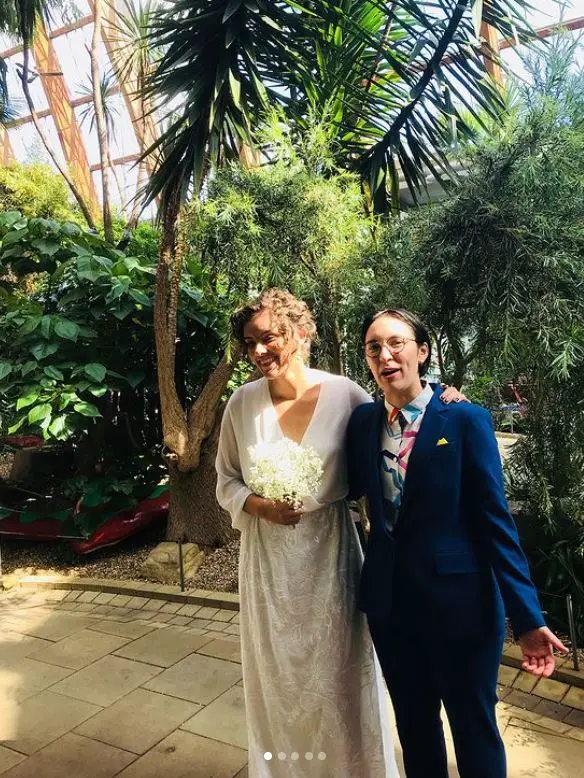 Ruby Tandoh and her wife during their wedding