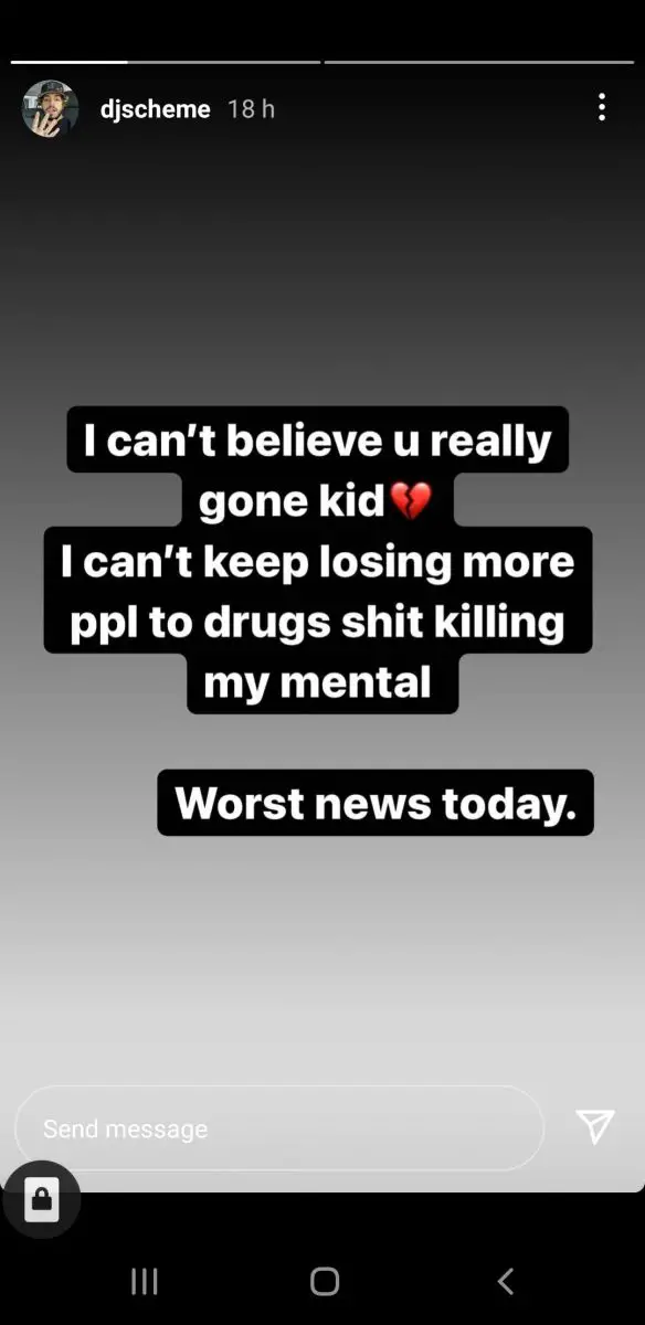 DJ Scheme hints at Sad Frosty's cause of death.