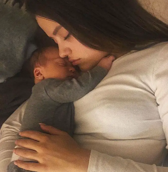 Sarah Jeffery with her nephew