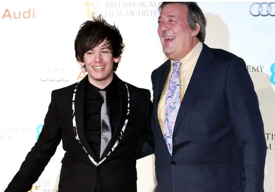 Elliott Spencer and Stephen Fry at pre-Bafta Even as married couple for the first time