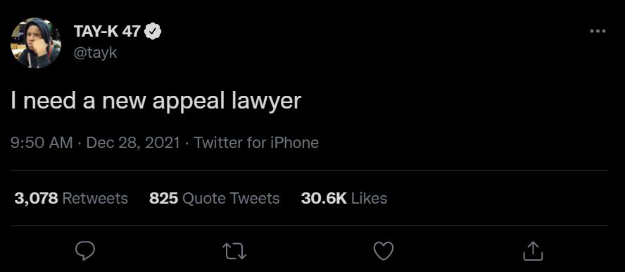 Tay K asking for a new lawyer