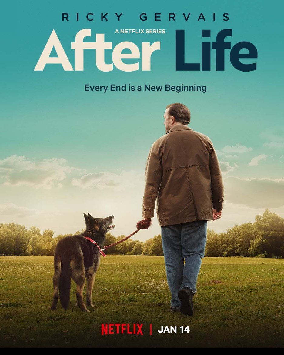 A poster for After Life, the show inspired by Ricky Gervais' partner, Jane Fallon