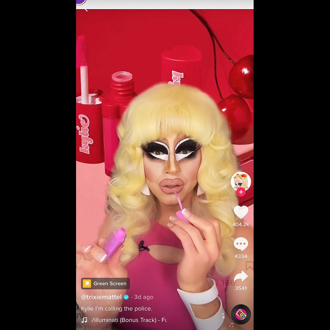 Trixie Mattel reacting to Kylie Jenner's makeup line.