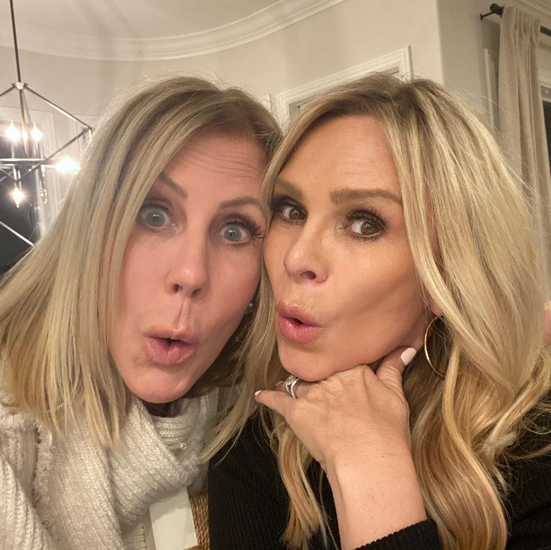Vicki Gunvalson posing with her friend, Tamra Judge. 