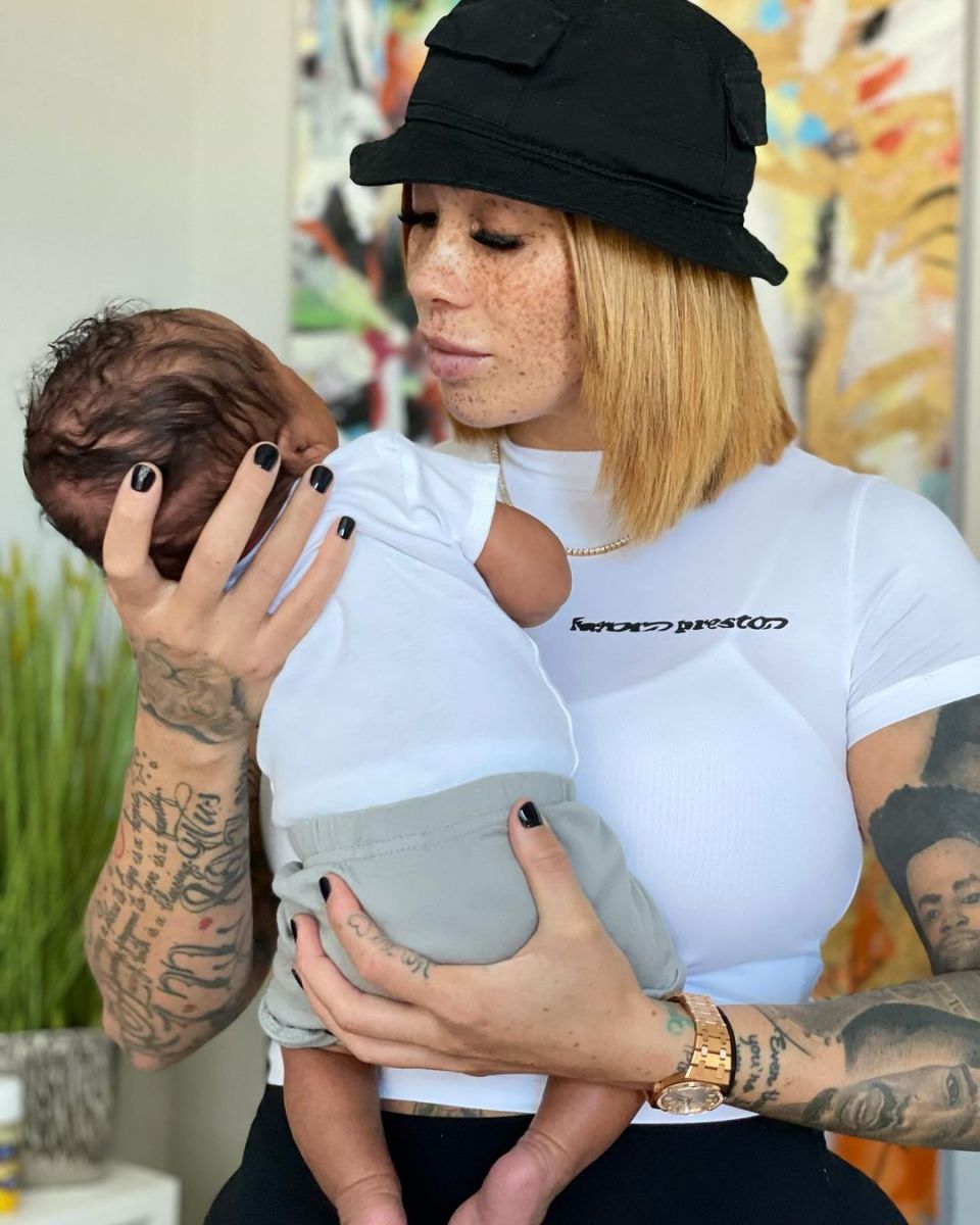 Von Miller'sÂ once rumored wife Megan Denise and son Valor.