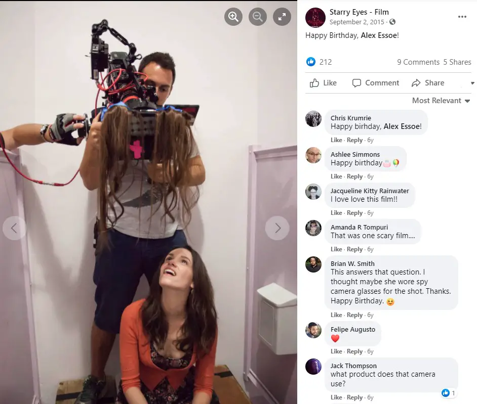 'Starry Eyes' Facebook page wishes birthday to Alex Essoe.