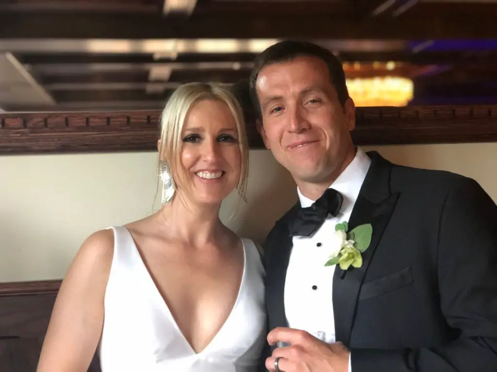 Carol E. Lee and her husbandÂ Ryan Harmon's wedding picture in June 2019