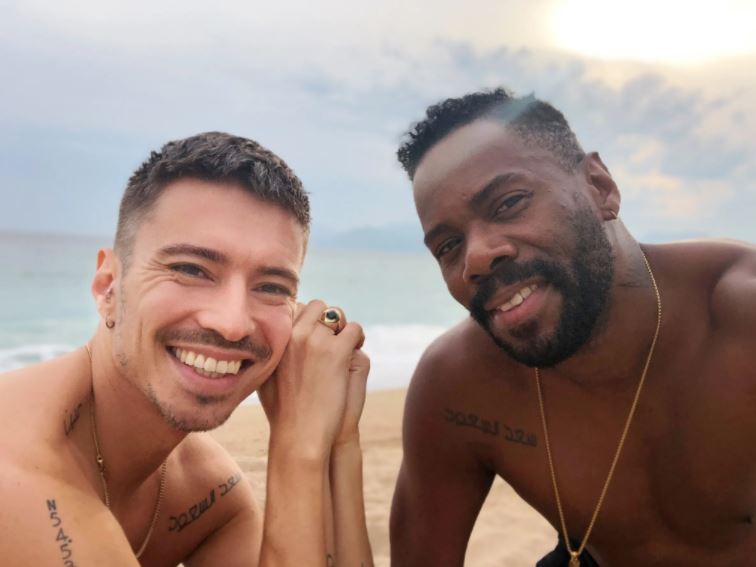 Openly gay actor Colman Domingo with his husband Raul Aktanov.