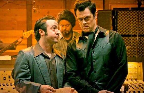 Derek Waters (right) on the set filming for Drunk History.