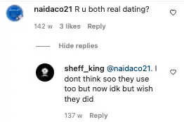 A fan's comment on a picture of Finn Jones and Jessica Henwick