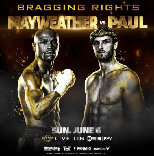 Floyd Mayweather vs Logan Paul ticket.