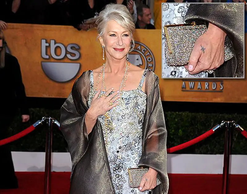 Helen Mirren flaunts her thumb tattoo