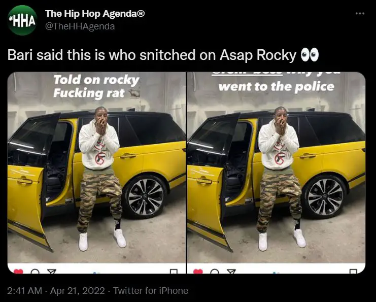 A$AP Bari accused A$AP Relli of having snitched on A$AP Rocky