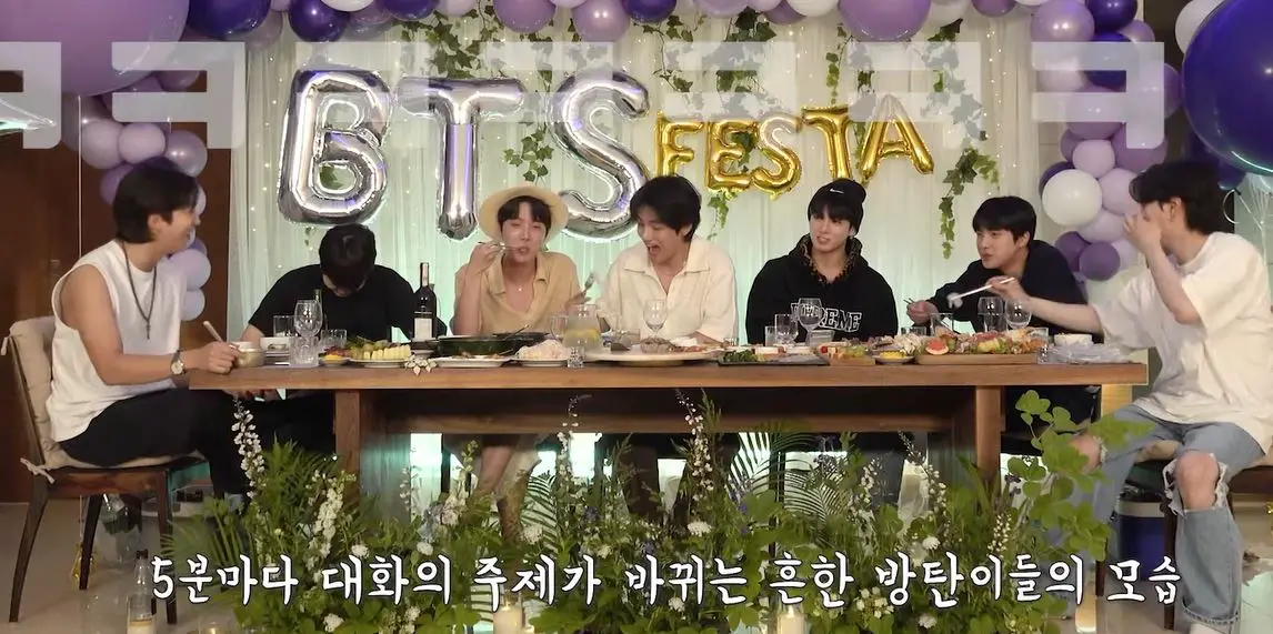 BTS announcing they are going on a break to focus on solo projects on their festa dinner party