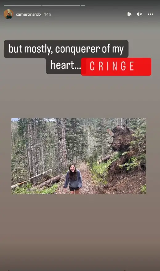 Cassady McClincy's boyfriend Cameron Roberts's post making their relationship official.