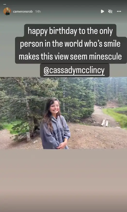 Cassady McClicy's boyfriend Cameron Roberts's birthday post for her.