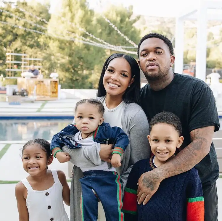 Chanel Thierry and husband DJ Mustard with their three kids.