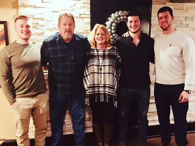 Clayton Echard (far right) with his parents and brothers Nate (right of Clayton) and Patrick (far left).