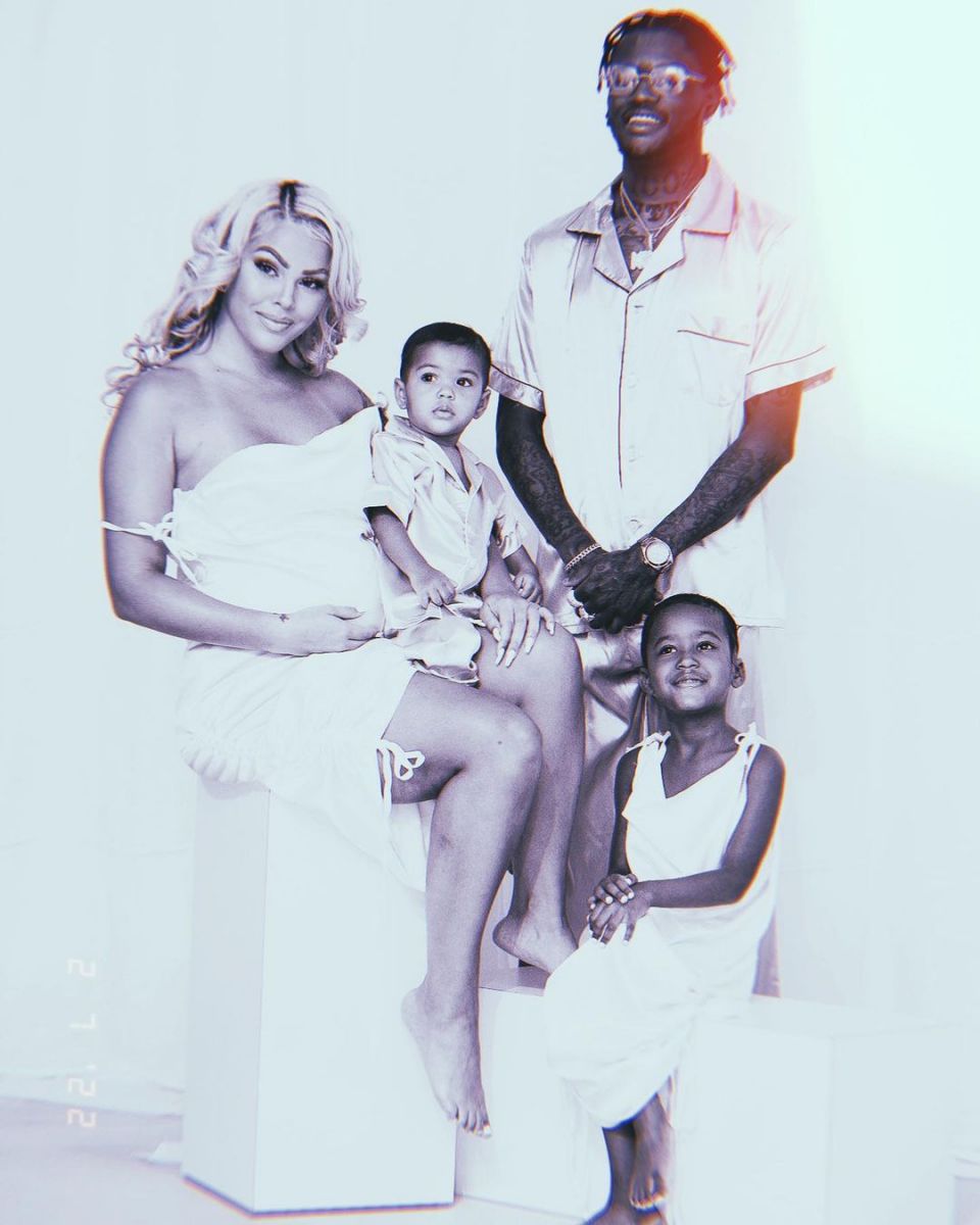 DC Young Fly with his pregnant girlfriend Jacky Oh and daughters Nova and Nala.