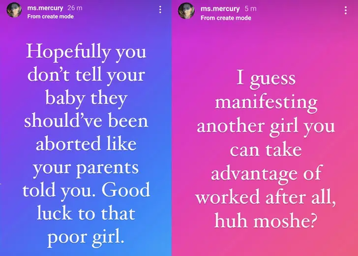 Daphney's Instagram stories after her opinion on Trisha Paytas' and Moses Hacmon's kid