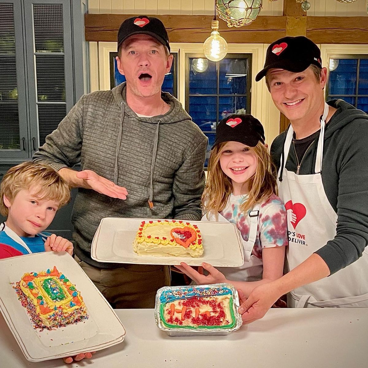 David Burtka (far right) with his husband, Neil Patrick Harris, and their kids, Harper and Gideon.