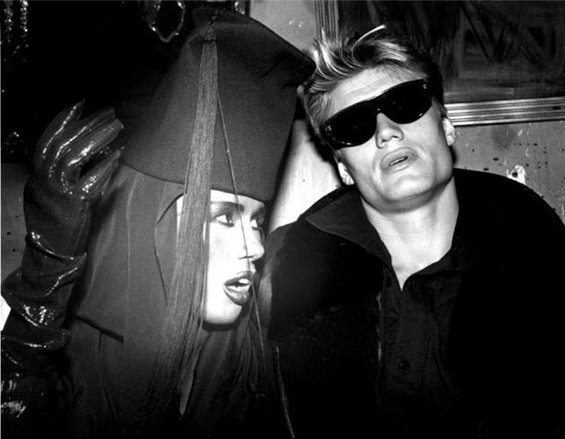 Dolph Lundgren with ex girlfriend, Grace Jones, in the early 1980s.