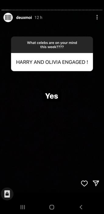 Deux Moi responds positively when asked about Harry Styles and Olivia Wilde's engagement.