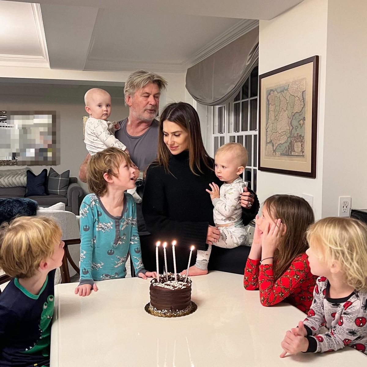 Hilaria Baldwin with her six children with husband, Alec Baldwin.