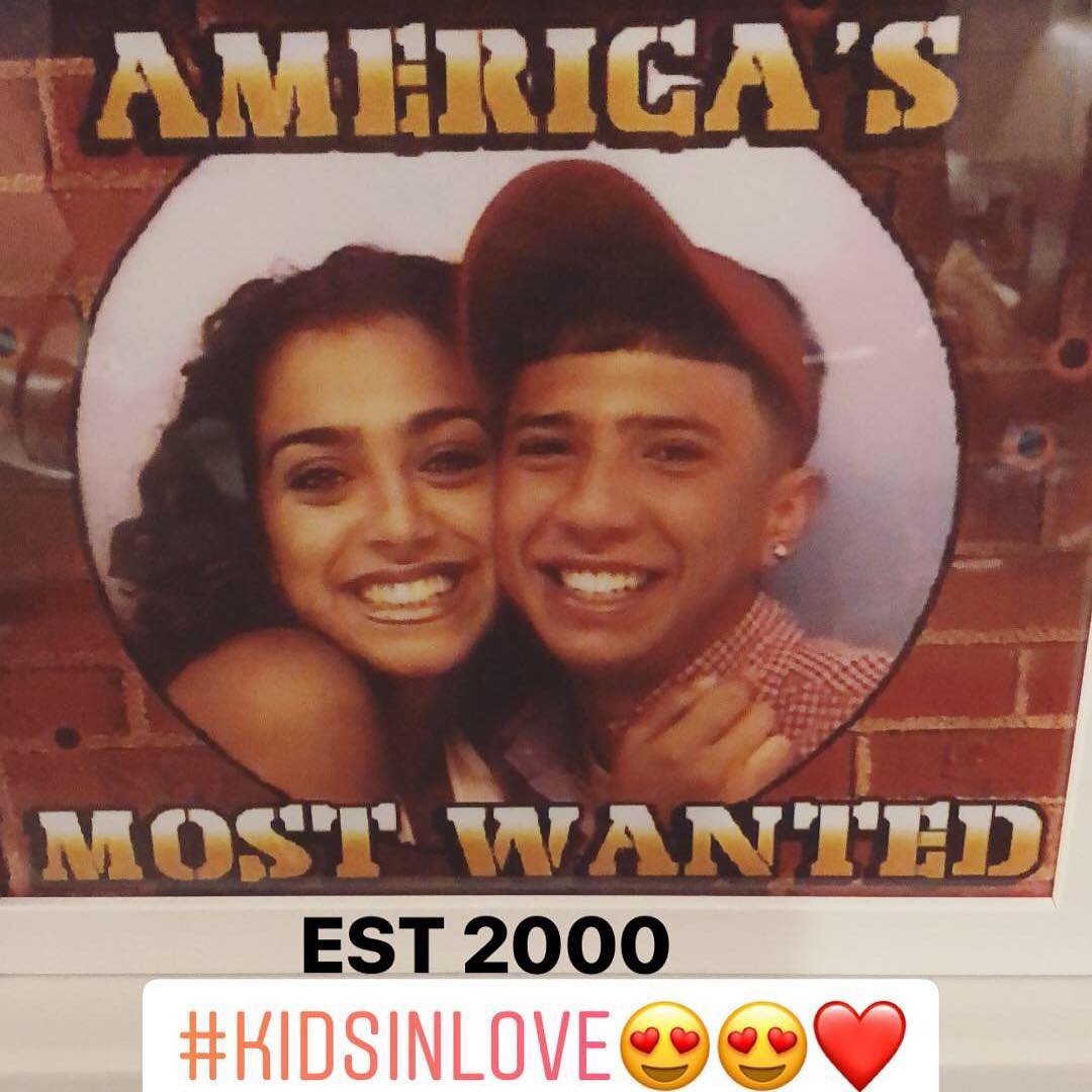 Huda Kattan with her husband, Christopher Goncalo, in 2000.