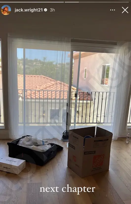 Jack Wright says he is moving on to the next chapter in his Instagram story