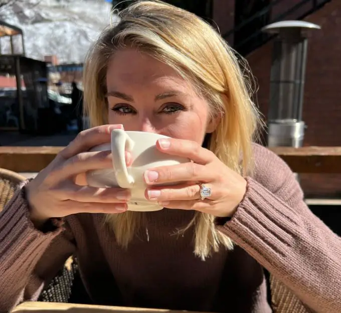 James Gunn's girlfriend showing off her engagement ring