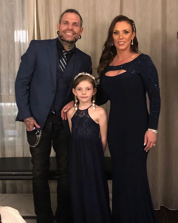 Jeff Hardy with his wife, Beth Britt, and older daughter Ruby Claire Hardy.