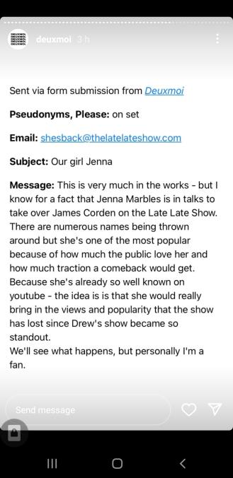 Jenna Marbles is reportedly in talks with CBS to be the next host of The Late Late Show after James Corden's exit.