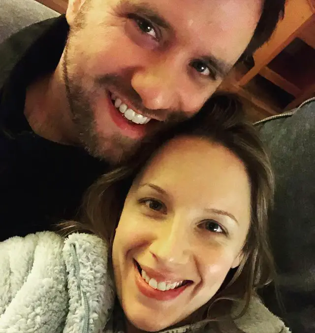 Jessie Mueller with her boyfriend of over a decade, Andy Truschenski, in 2020.