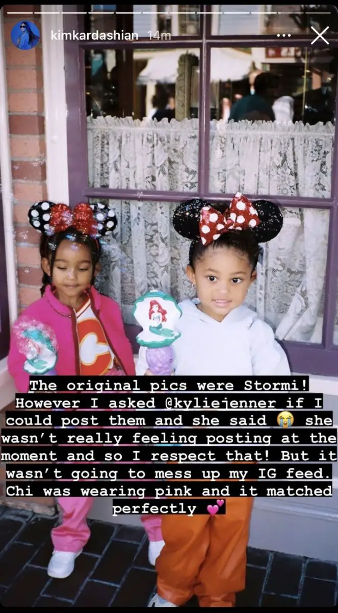 Kim Kardashian explained why she photoshopped True's face onto Stormi's body on Instagram.