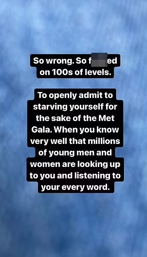 Lili Reinhart's story criticizing Kim Kardashian's weight loss for the 2022 Met Gala.