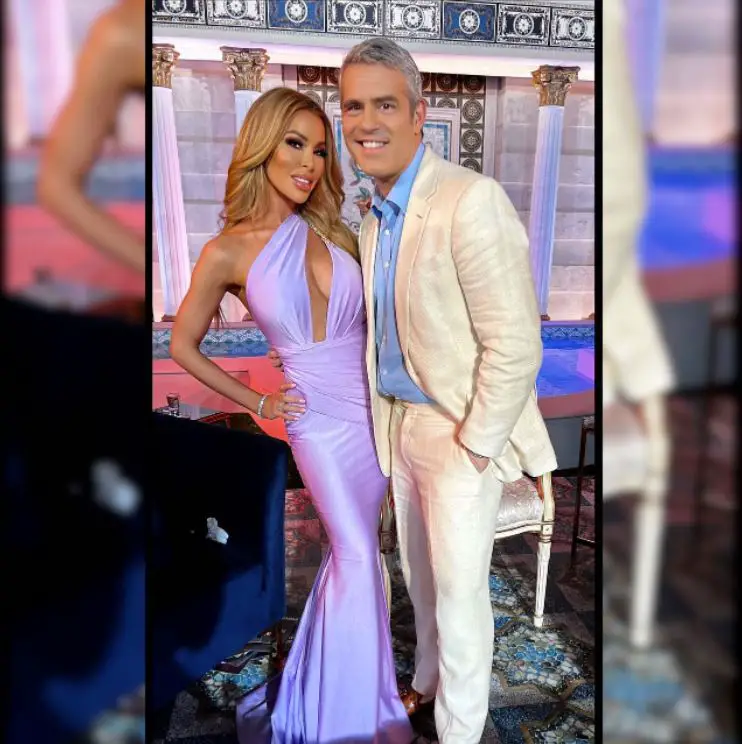 Lisa Hochstein on the set of 'Watch What Happens Next with Andy Cohen' with the show's host