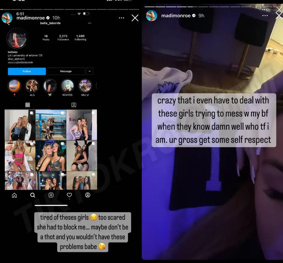 Madi Monroe called out Bella on Instagram for hitting on her boyfriend, Nick Machat