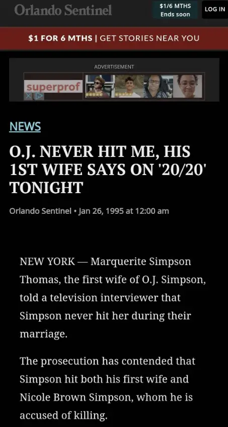 Marguerite Whitley, O.J. Simpson's first wife, claimed Simpson never hit her during their marriage.