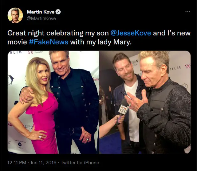 Martin Kove attended his son Jesse Kove's movie premiere with girlfriend Mary Scavo.