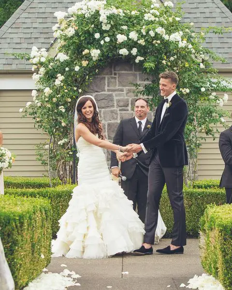 Meyers Leonard and his wife Elle Bielfeldt on their wedding day on August 2, 2015