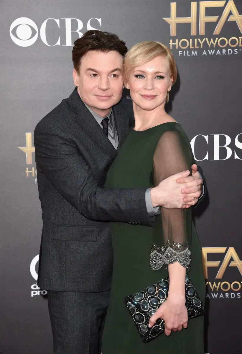 Mike Myers with his wife, Kelly Tisdale, at the Hollywood Film Awards in 2014.