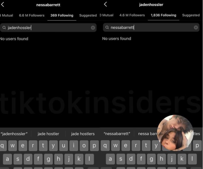 Nessa Barrett and Jaden Hossler unfollowed each other which started a break up rumor