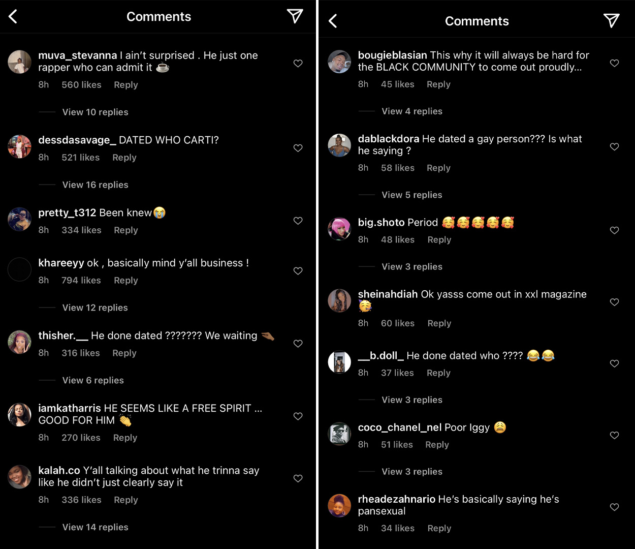 People discussing if Playboi Carti is gay and hisÂ dating history on The Neighborhood Talk's Instagram