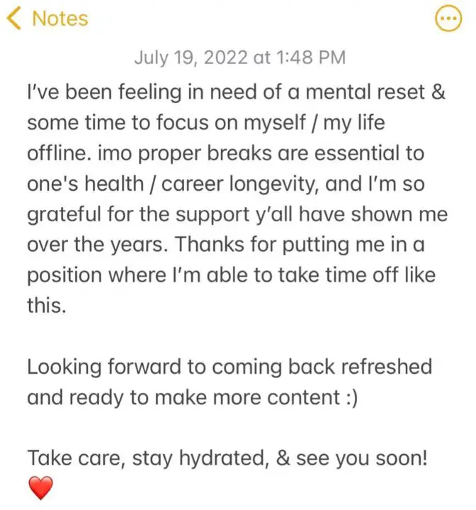 Pokimane is taking a break from the internet for a mental reset