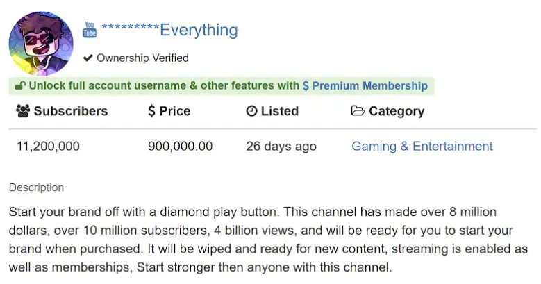 SkyDoesMinecraft is selling his account ofr $900,000 on FAMESWAP