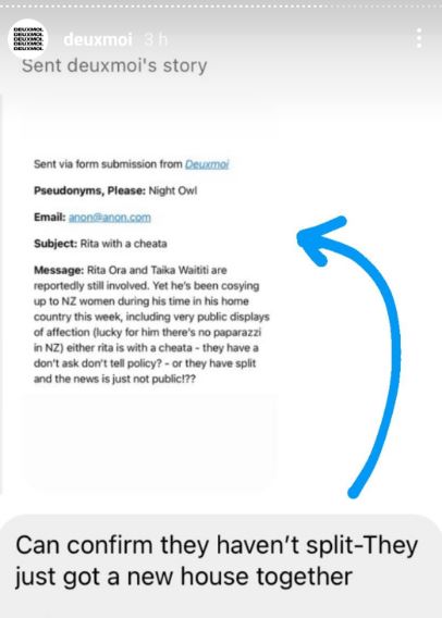 Deuxmoi confims Taika Waititi and Rita Ora are still together after initially reporting Waititi was cheating on Ora.