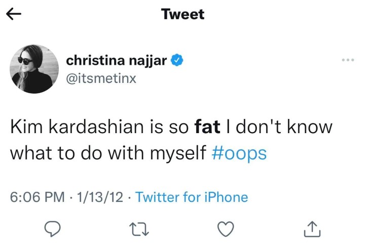 Tinx fat-shaming Kim Kardashian in her old tweet.